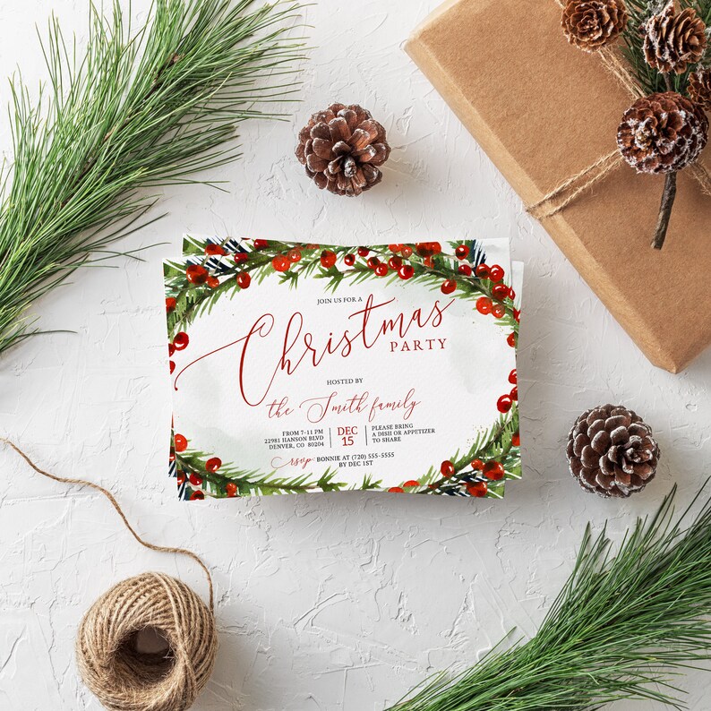 Printable Christmas Party Invitation Holiday Party Invite Etsy