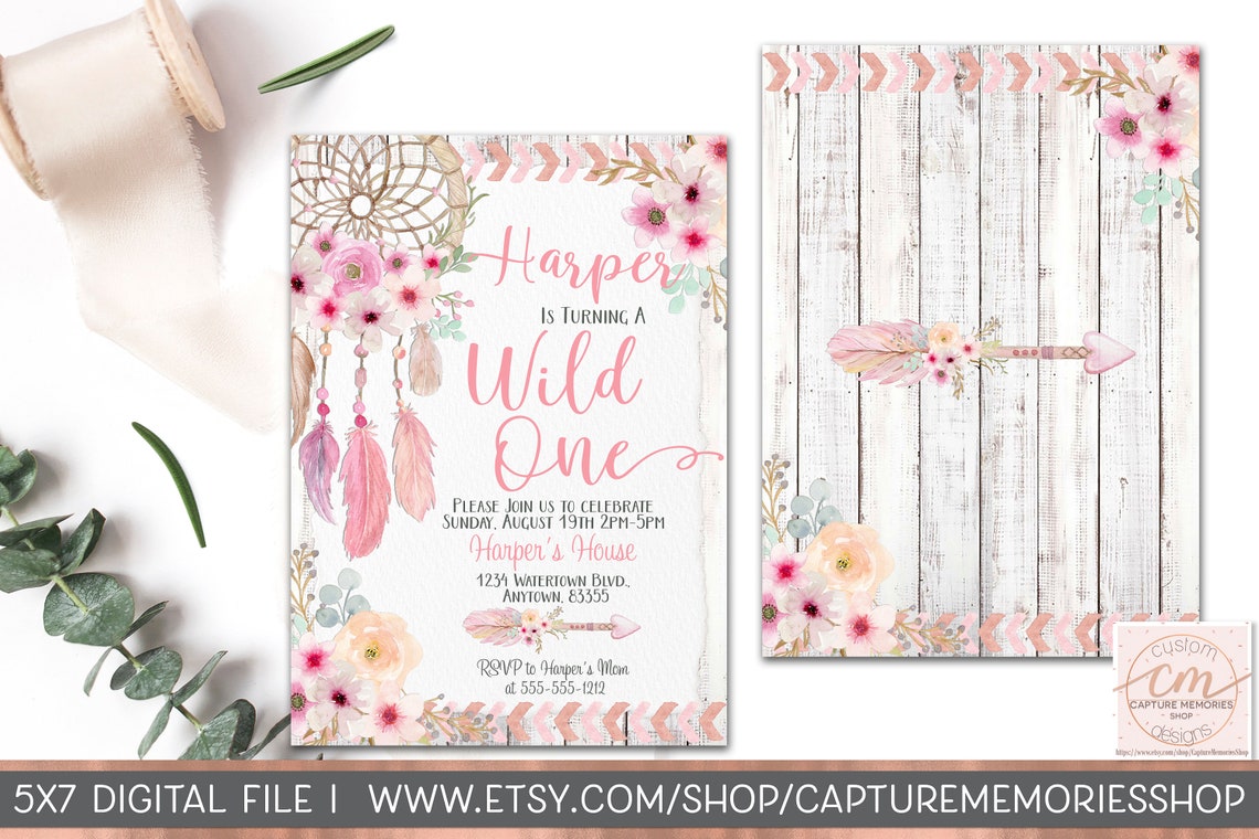 Dreamcatcher Birthday Invitation Boho Invite Dream Catcher | Etsy