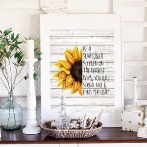 Printable Wall Art Sunflower Art Positive Mindset Quotes - Etsy