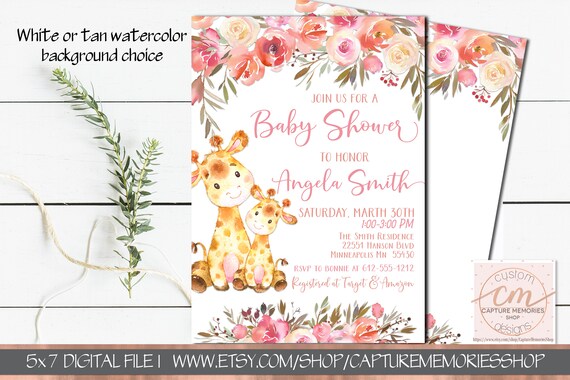 pink safari baby shower invitations