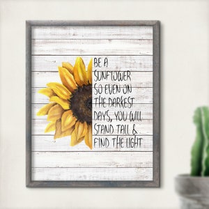 Printable Wall Art Sunflower Art Positive Mindset Quotes - Etsy