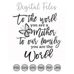 Per il mondo sei una madre, ma per la tua famiglia sei il mondo SVG, Compleanno della mamma SVG, Festa della mamma SVG, Regalo per la festa della mamma SVG png