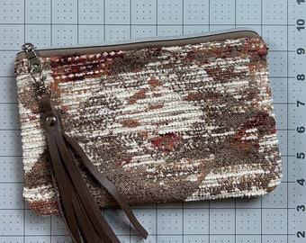 Chenille & Leather Pouch Clutch
