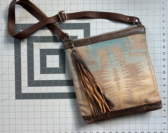 Leather & Wool Crossbody Bag