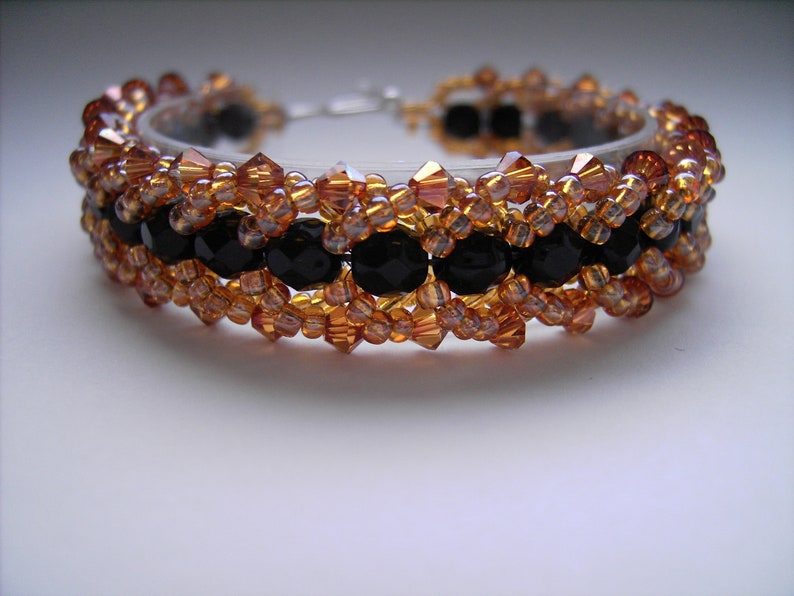 Copper Brown/Black bracelet, crystal bracelet image 1