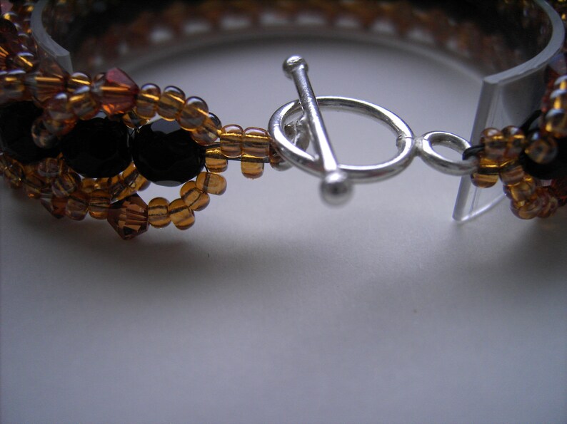 Copper Brown/Black bracelet, crystal bracelet image 2