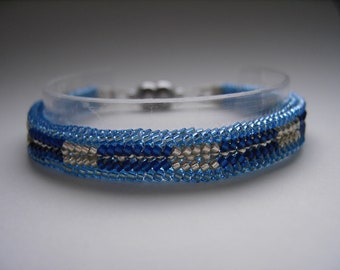 Armband jeansblau-silber, Wendearmband