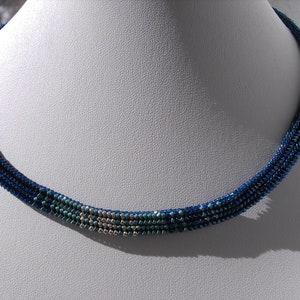 Neck necklace, blue short bead necklace, reversible chain image 1