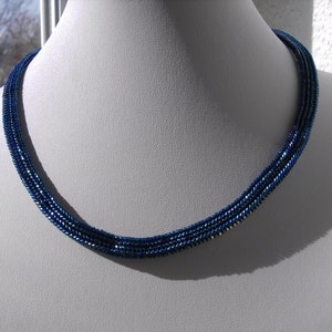 Neck necklace, blue short bead necklace, reversible chain image 2