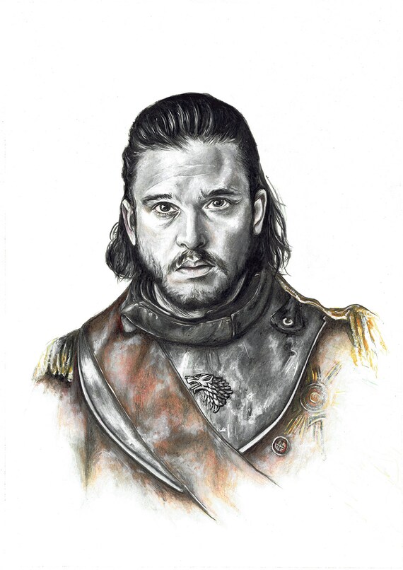 Jon Snow Game Of Thrones Art Print Gothic Home Decor Fandom Etsy