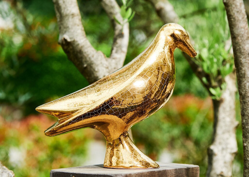Gold Bird Sculpture Animal Statue Home Décor Gilded Bird Etsy
