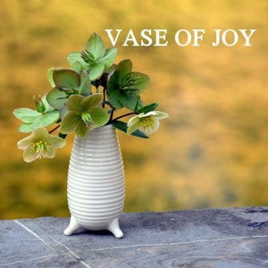 Vase en porcelaine blanche, vase à fleurs trépied, vases pour fleurs, vase de table à manger, petit vase, vase en porcelaine, décoration de table, cadeau d'anniversaire image 1
