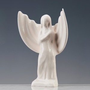 Angel Sculpture, Guardian Angel Statuette, Small Porcelain Sculpture, Baptism Gift, Ceramic Figurine, First Holy Communion, Homedecor Angel