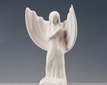 Angel Sculpture, Guardian Angel Statuette, Small Porcelain Sculpture, Baptism Gift, Ceramic Figurine, First Holy Communion, Homedecor Angel