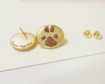 Personalized Pet's Nose print Stub Earring / 14k Gold Filled Custom Kid's Drawing Stud Earrings