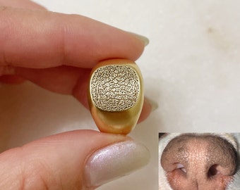 Pet's Nose print Ring/Custom Signet Ring/Custom Fingerprint Ring/Memorial gift for him/Pet's memorial Jewelry/Gift for husband/14K Gold Ring