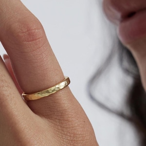 ハンマーリング / カスタム手書きリング / 刻印入り結婚指輪 / 14Kゴールドジュエリー / クリスマスギフト