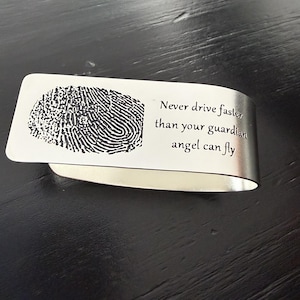 Personalized Car Visor Clip / Custom Fingerprint,Handwriting Engraved - Sterling Silver or 14k Gold Filled