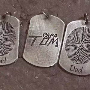 Dog tag Necklace/Custom Men's Necklace/Custom Fingerprint Necklace/Fingerprint Deep Impress Necklace/Custom Handwriting Necklace/Men's charm image 5