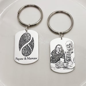 Custom Fingerprint keychain/Photo keychain/Custom Engrave Key Chain/Memorial Gift/Gift For Dad/Memorial Gift