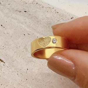 Birthstone Jewelry/Custom name Ring/Custom Fingerprint Ring/Custom Birthstone Ring/Custom Handwriting Ring/Gift for her/Memorial Ring Mom