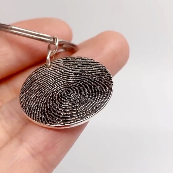 Fingerprint Keychain/Gift for Dad/Personalized Key Chain/Custom Engraved Key Chain/Memorial Gift/In memory of Grandma