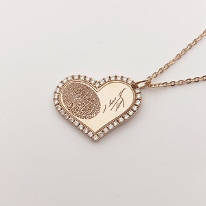 Birthstone Jewelry/Custom Birthstone Necklace/Heart Necklace/Custom Fingerprint Necklace/Handwriting Necklace/Personalized Gift for New Mom