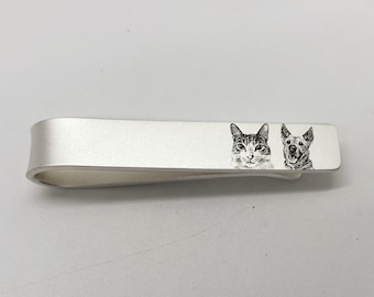 Custom Sterling Silver Pet Photo Tie Clip – Personalized Gift for Men