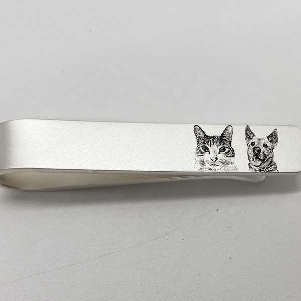 Personalized Tie Clip/Pet's photo Tie Clip/Silver Tie Clip/Memorial Gift for Him/Personalized Tie Clip/14K Gold Tie Clip