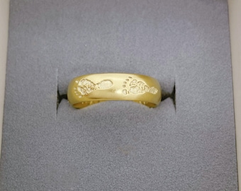 Baby's Footprint Engraved Ring /Custom handwriting Ring -14k gold ,sterling silver handmade Jewelry