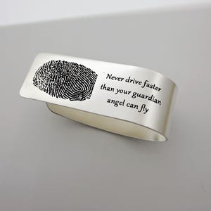 Personalized Car Visor Clip / Custom Fingerprint,Handwriting Engraved - Sterling Silver or 14k Gold Filled