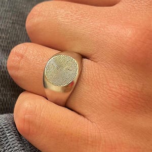 Signet Ring/Pet&#39;s Nose print Ring/Pet&#39;s Memorial/Custom Fingerprint Ring/Memorial Gift/Custom Signet Ring/Signature Ring/Gift for Dad