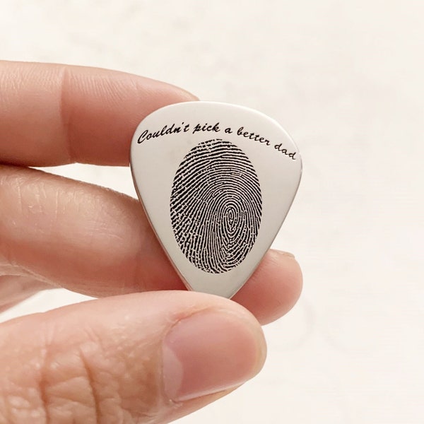 Mom gifts/Fingerprint Guitar Pick/Necklace for guitar player/Fingerprint Hand Stampled Picks/Fingerprint Guitar pick