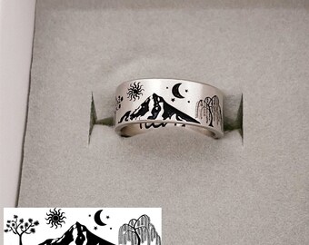 Company Logo Ring/Kids Drawing Ring/Custom photo Ring/Pet's Memorial Ring/Custom engrave Ring/MemoriaL Ring/14k Gold Ring