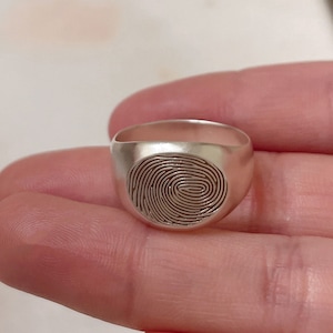 Custom Fingerprint Signet Ring: 14K Gold Filled Memorial Jewelry