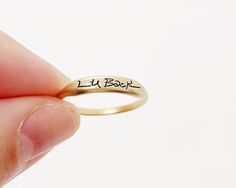 Custom Handwriting Ring For Her / Letter Ring/ Signature Engrave / Personalized Name Jewelry