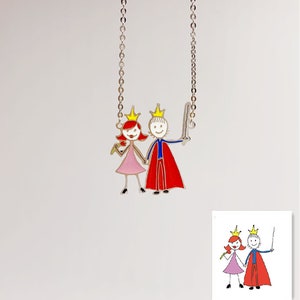 Kids artwork Necklace/Kids art Necklace/Kid&#39;s Drawing Necklace/Kid&#39;s Paint Necklace/Photo Engraved Necklace/Personalized Gift Mom/Dad&#39;s Gift