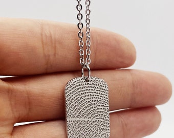 Mom gifts/Dog tag Necklace/Custom Fingerprint Necklace/Personalized handwriting Necklace/Custom charm Necklace/14k gold Necklace