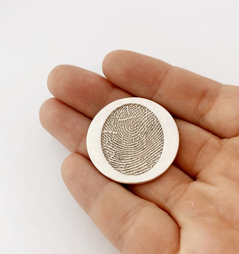 Mom gifts/Custom Fingerprint Coin/Gift for Dad/Fingerprint Deep Impress/Personalized Handwriting Coin/Gift for Him/Memorial pocket token 25mm & one side