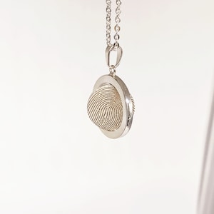 Custom Fingerprint Necklace/Photo Necklace/Pet&#39;s nose print Necklace/Rotatable Necklace/Cusom engrave Necklace/Memorial gift for Dad