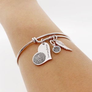 Geboortesteensieraden/aangepaste armbanden met vingerafdruk/dierenneusafdruk armbanden/modebedel armband/aangepaste handschriftarmband/sentimenteel cadeau