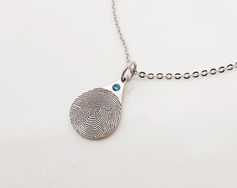 Benutzerdefinierte Birthstone Halskette / Teardrop Halskette / Wassertropfen Halskette / Benutzerdefinierte Fingerabdruck Halskette / Handschrift Halskette / Geschenk für Mutter