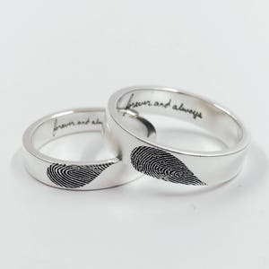 Set of Rings/Custom Fingerprint Ring/Lover Ring/Sets of Ring/Personalized handwriting Ring/Promised Ring/Wedding band/14k Gold Ring image 4