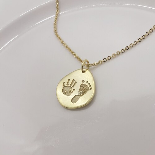 Actual Baby Footprint Necklace Actual Baby Handprint Etsy