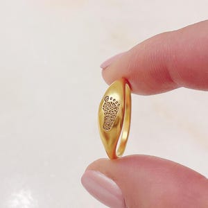 Actual Footprint Ring/Gift for New Mom/Baby&#39;s Handprint Ring/Baby&#39;s Footprint Ring/Custom Engraved Ring/Christmas Gift/Signature Ring