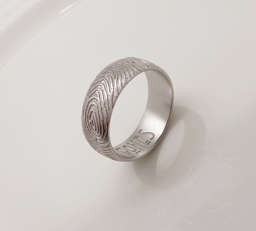 Custom Fingerprint Rings Pet's Nose Print Engrave/ Custom Fingerprint Engraved Ring: 14k Gold ...