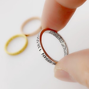 Custom Fingerprint Ring: Engraved 14k Gold-Filled Stackable Ring