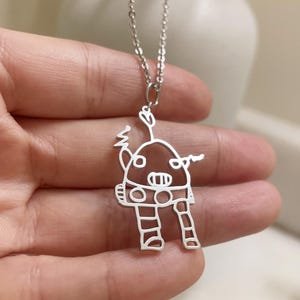 Kids draw Necklace/Children&#39;s Drawing Necklace/Kid Artwork Necklace/Customized Child Art Jewelry/Personalized Necklace/Grandma Gift/Mom Gift