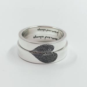 Set of Rings/Custom Fingerprint Ring/Lover Ring/Sets of Ring/Personalized handwriting Ring/Promised Ring/Wedding band/14k Gold Ring image 1