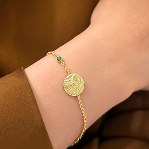Joyería con piedra de nacimiento/Cadena de mano con huella dactilar personalizada/Pulseras con letras/Cadena de mano con inicial/Cadena de mano con letra personalizada/Pulseras con dijes de disco personalizados